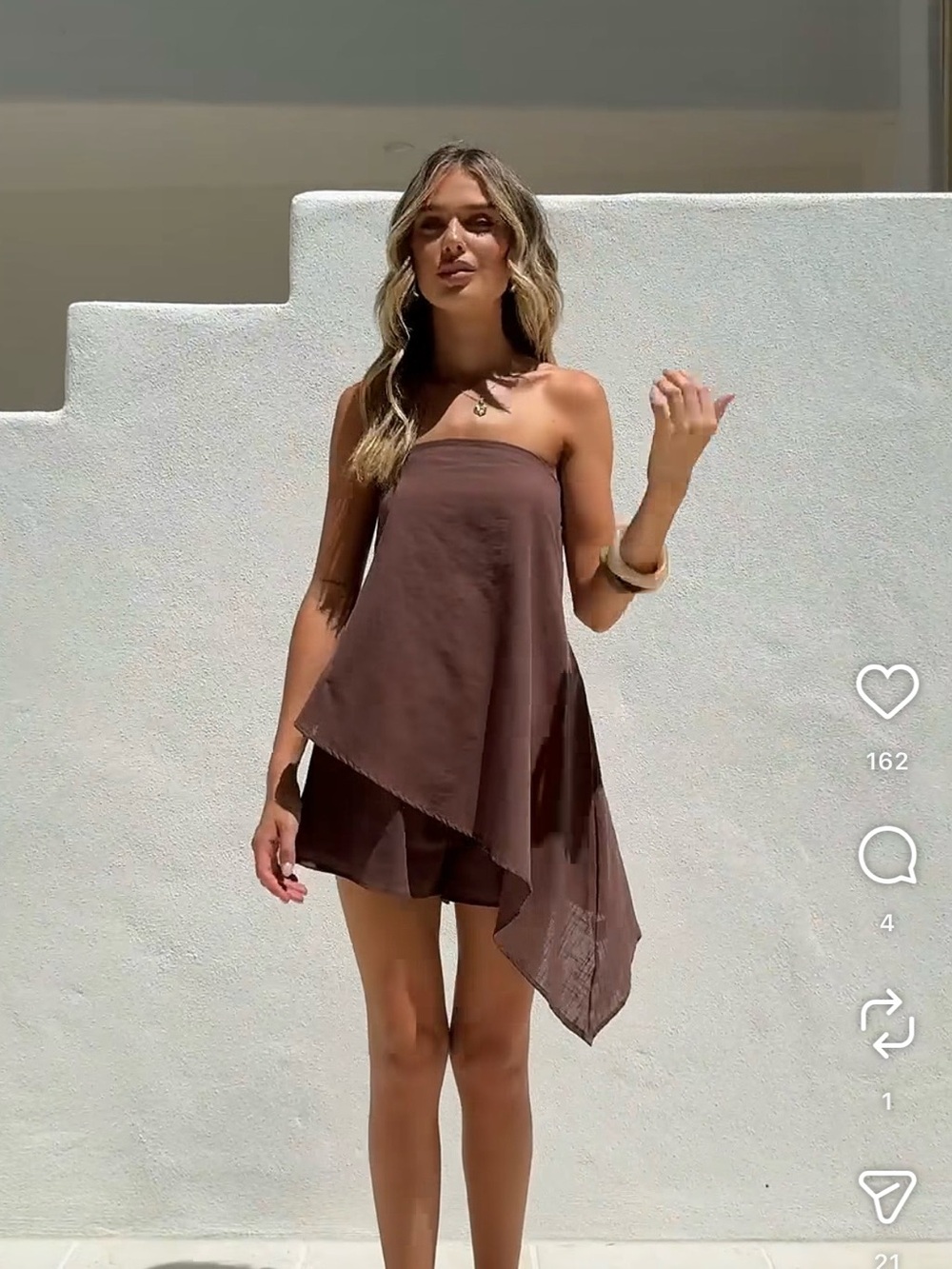 Billy J Chloey Strapless Top & Shorts Set - Chocolate Brown